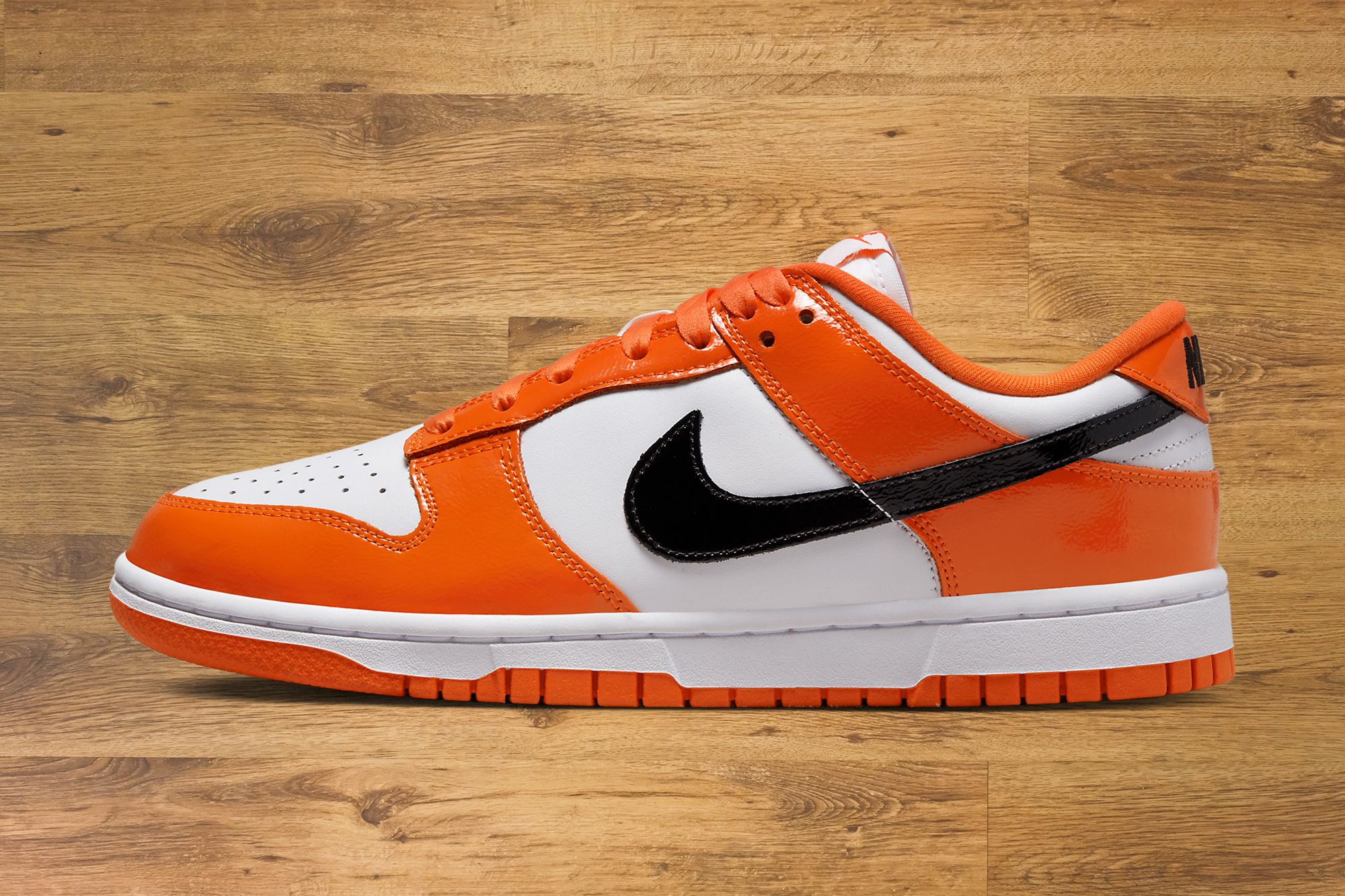 orange and white dunks