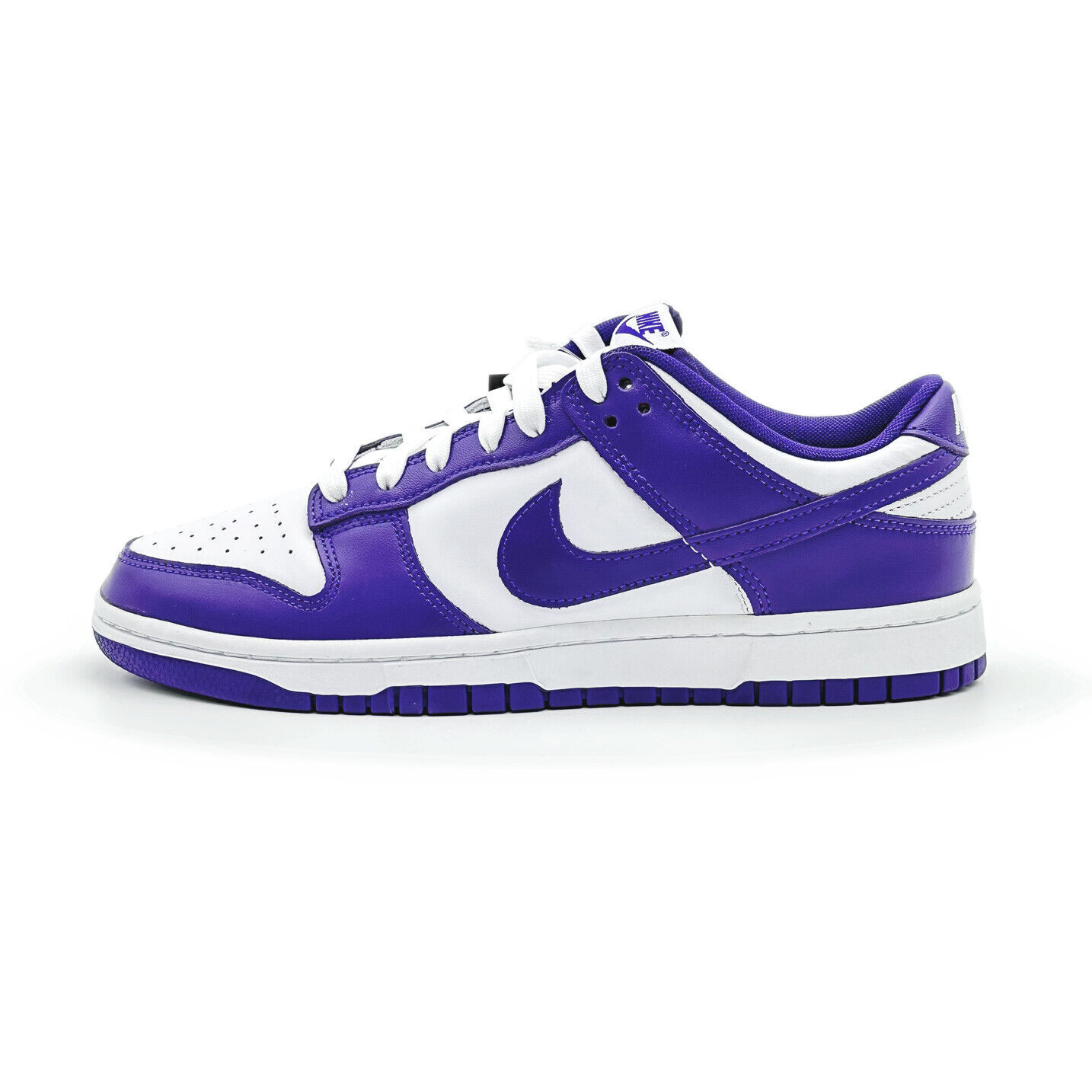 purple and white dunks