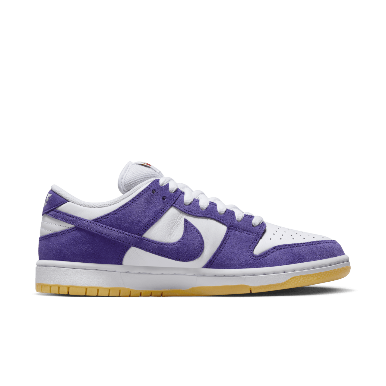 purple and white dunks