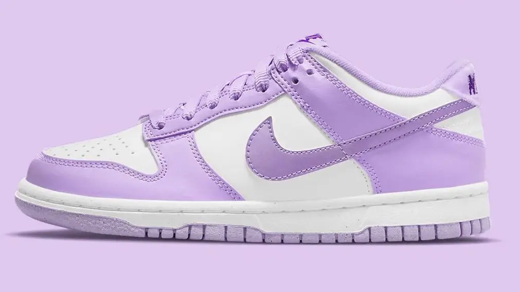 purple and white dunks
