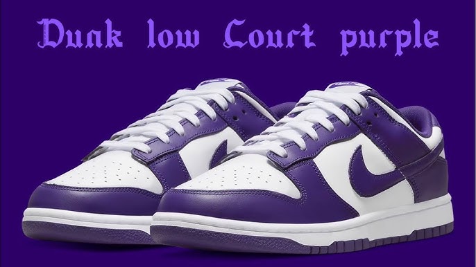 purple and white dunks