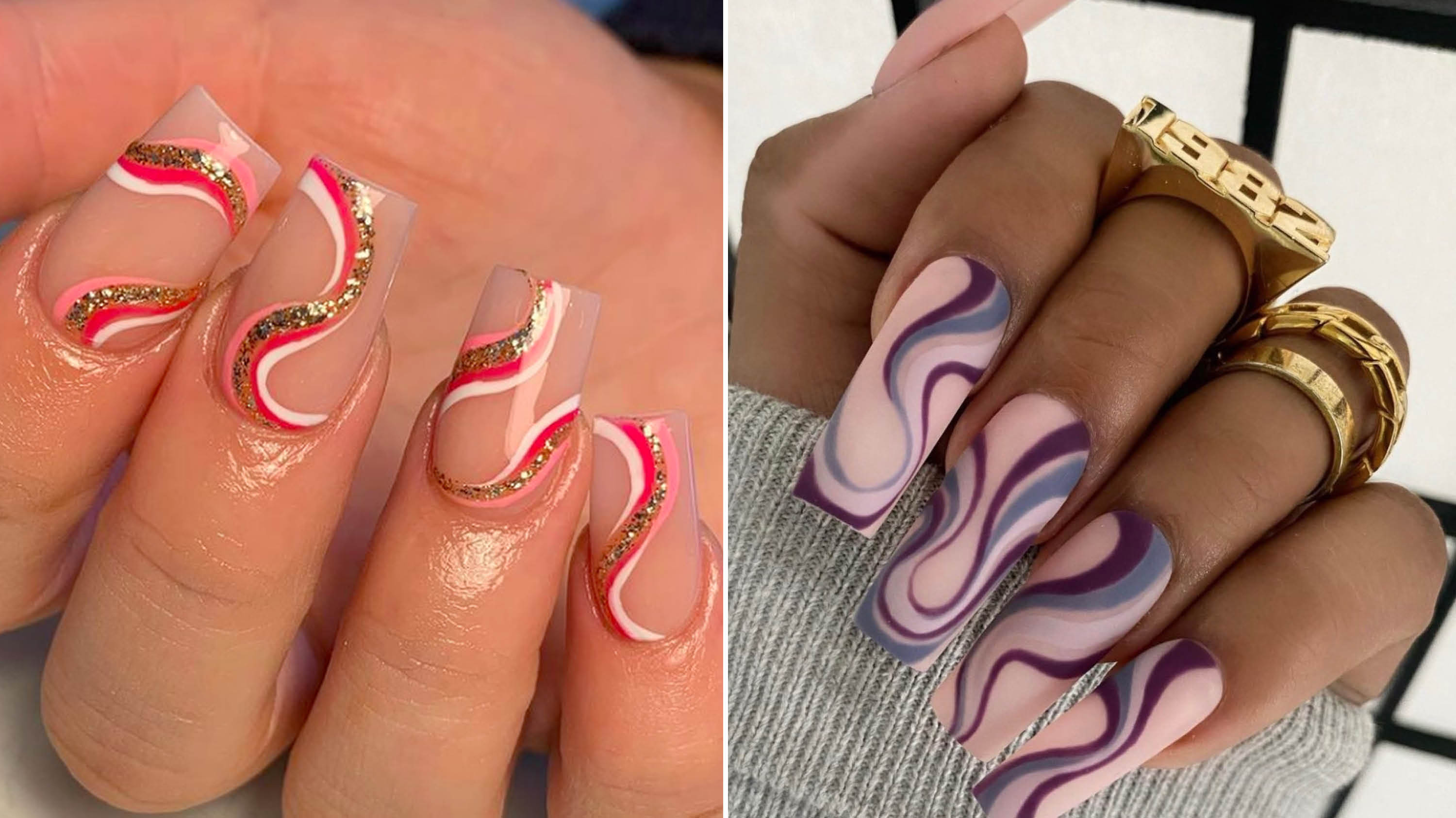 Swirling nails designs for long nails (Trendy ideas youll love)