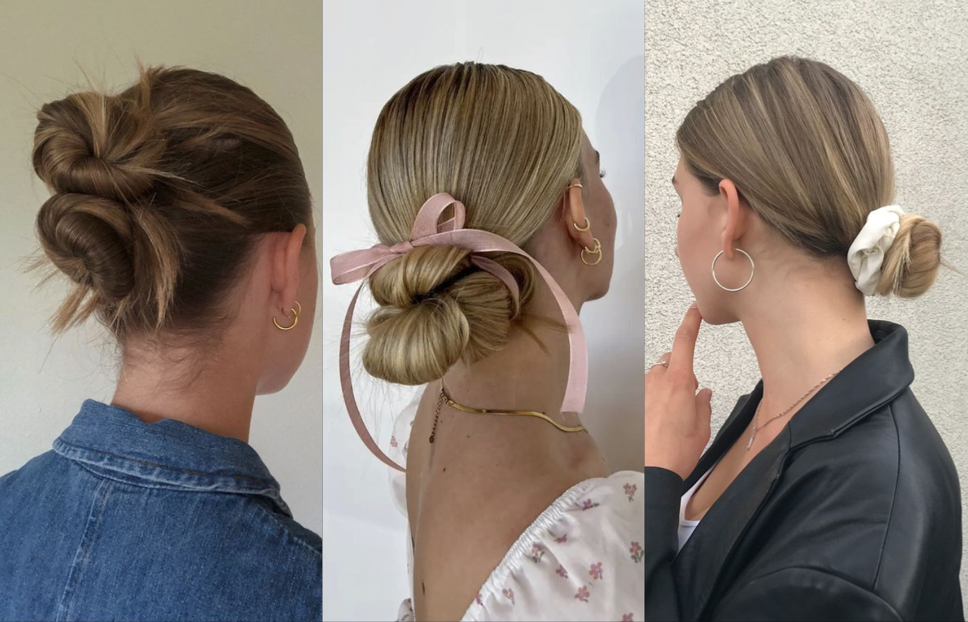 Hair bun with accessories for different occasions. How to dress up or down your bun with the right add-ons.