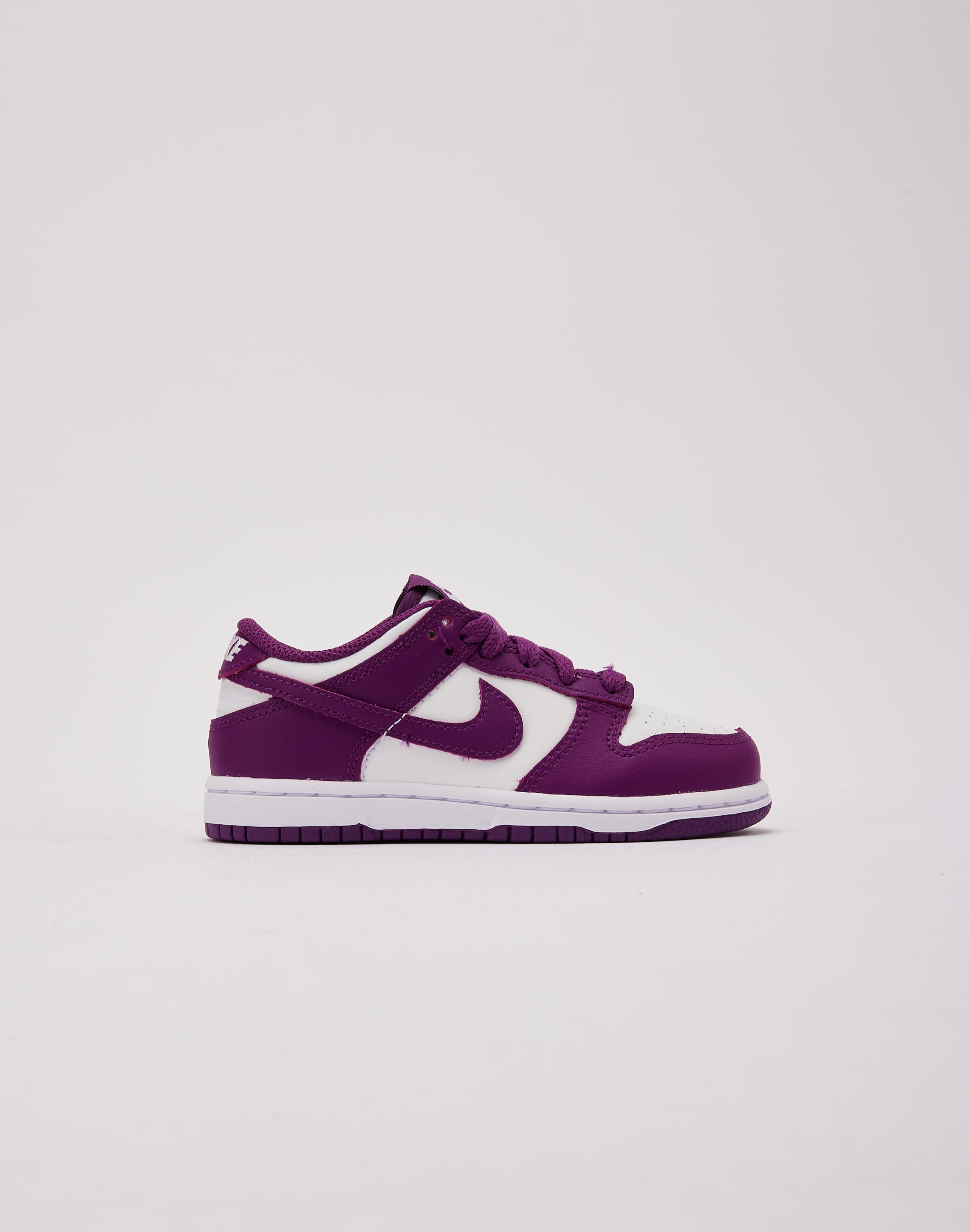 purple and white dunks