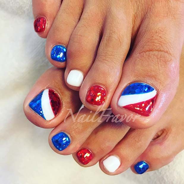 easy 4th of july pedicure designs