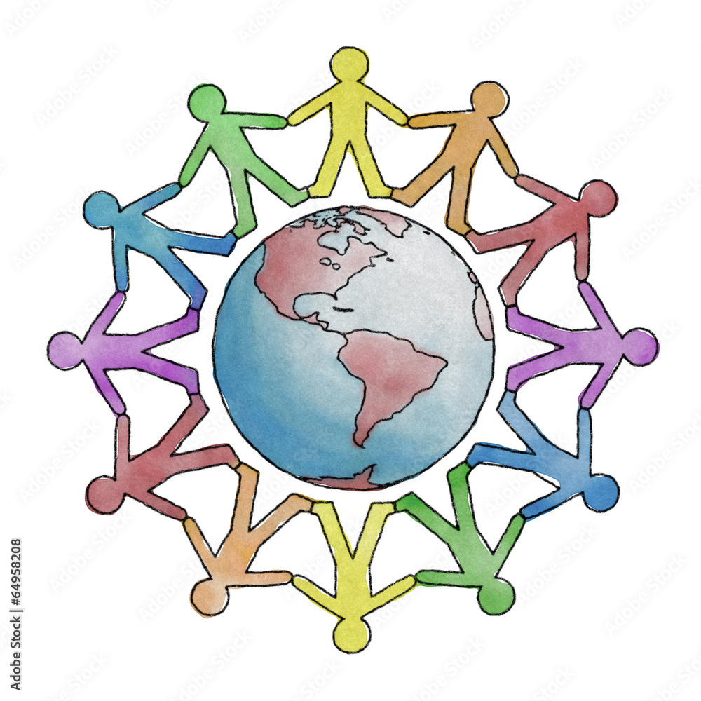Earth With People Holding Hands Drawing: Create It Today